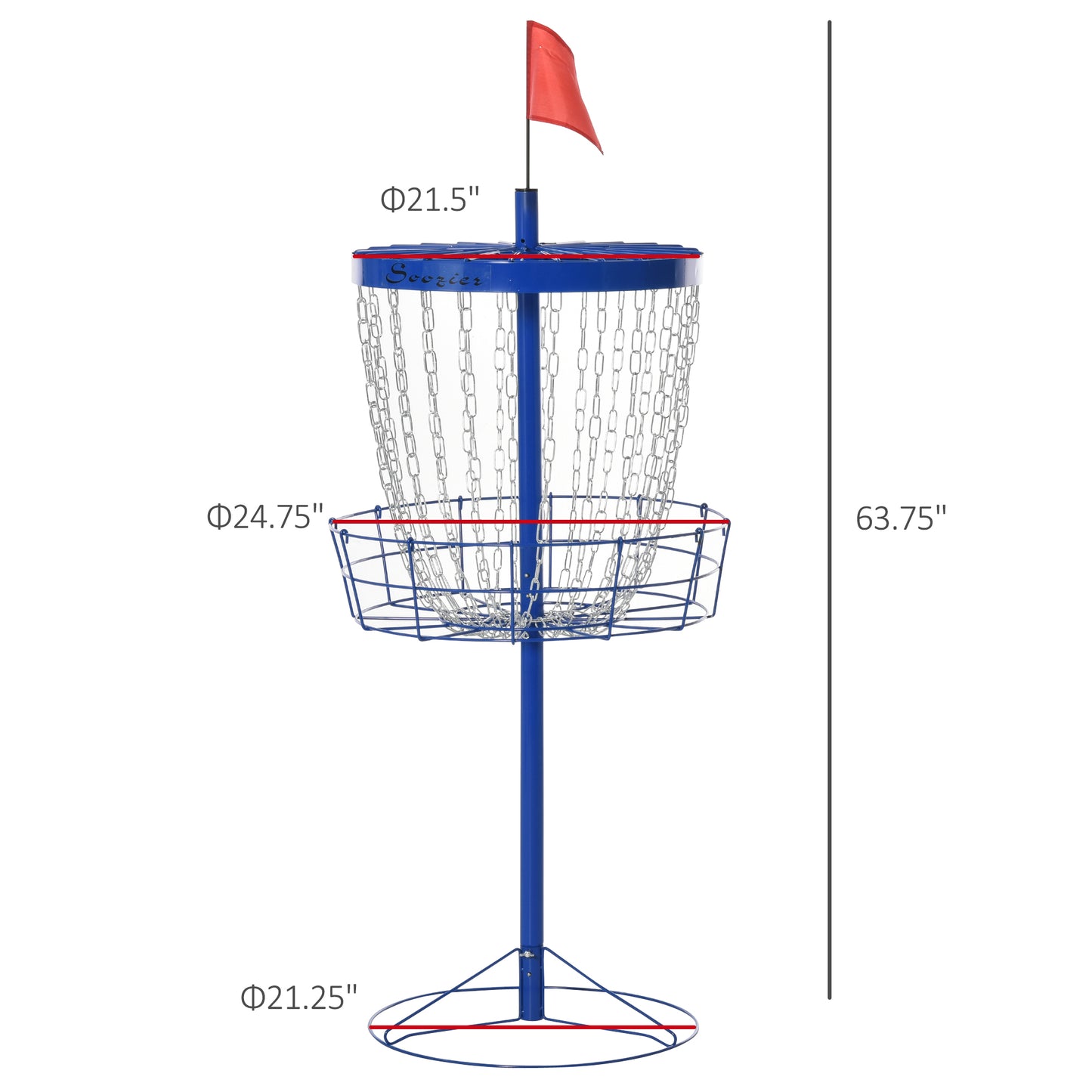 Soozier 24-Chain Portable Practice Basket for Disc Golf Target Stand Easy Assembly & Lightweight Basket w/ Carry Bag Dee