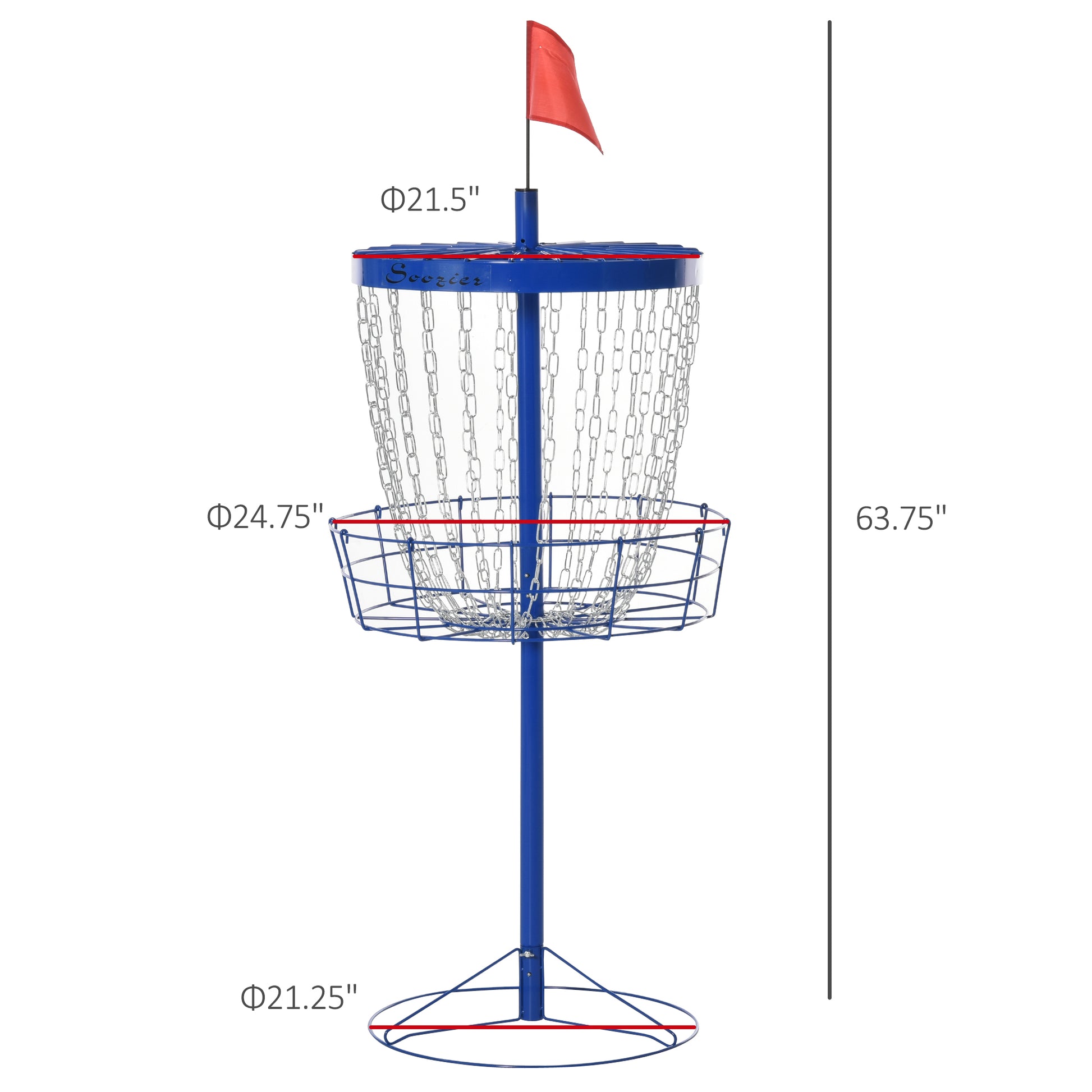 Soozier 24-Chain Portable Practice Basket for Disc Golf Target Stand Easy Assembly & Lightweight Basket w/ Carry Bag Dee