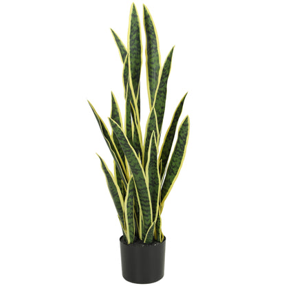 Artificial Tree, 35.4" Artificial Snake Plant with 21 Leaves in Pot for Home, Office, and Living Room, Green