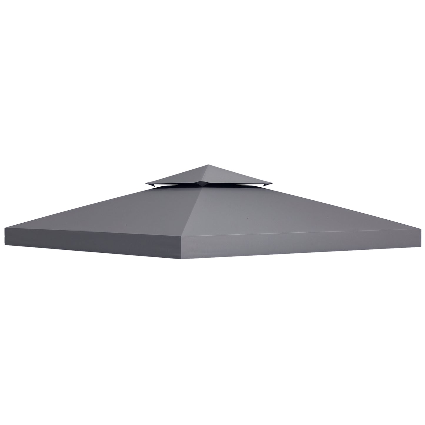 10' x 10' Square 2-Tier Gazebo Canopy Replacement Top Cover Outdoor Garden Sun Shade, Dark Grey