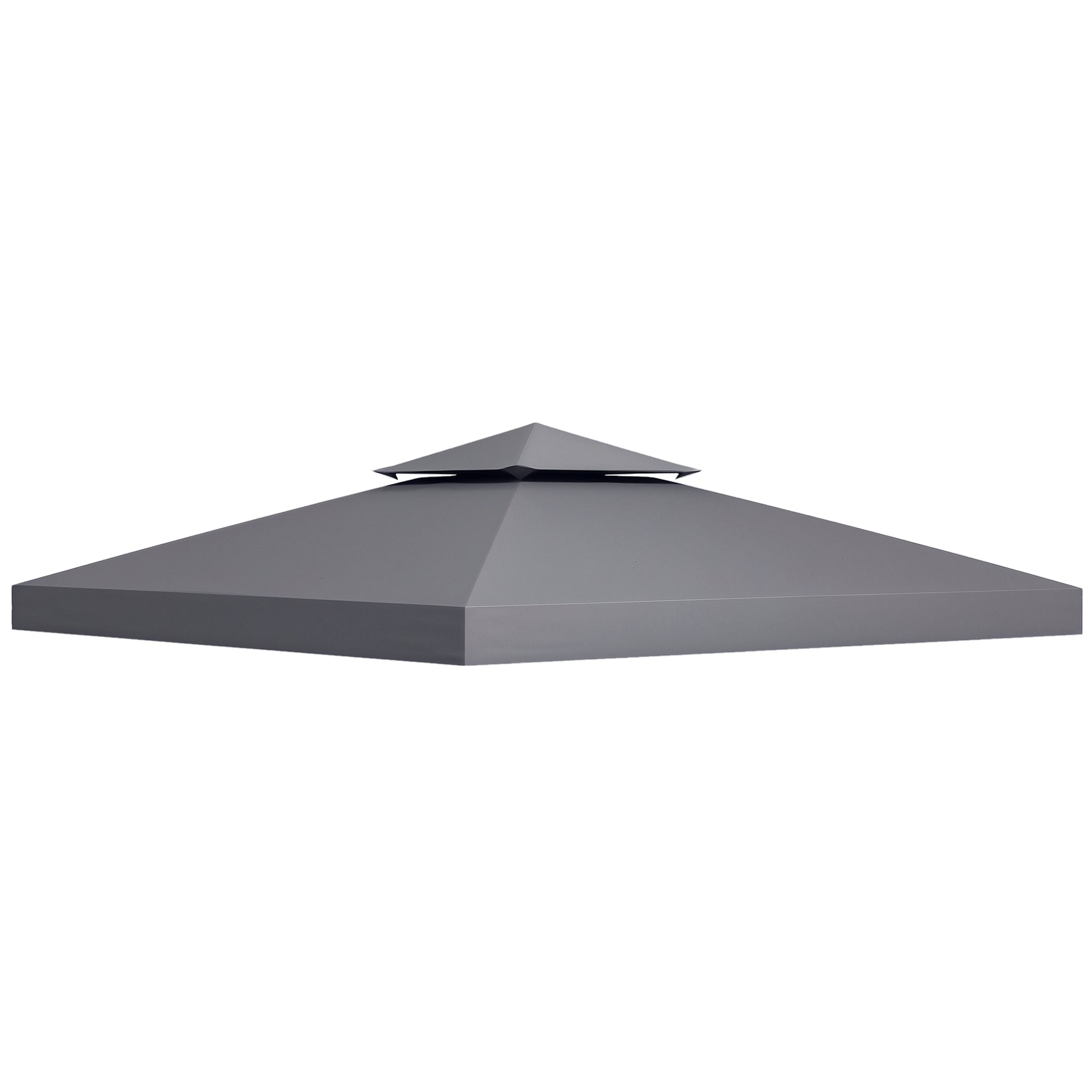 10' x 10' Square 2-Tier Gazebo Canopy Replacement Top Cover Outdoor Garden Sun Shade, Dark Grey