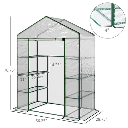 56" x 29" x 77" Portable Walk-in Greenhouse Garden Flower Plant Growing Warm House w/ 4 Tier Shelves and Roll Up Zippere