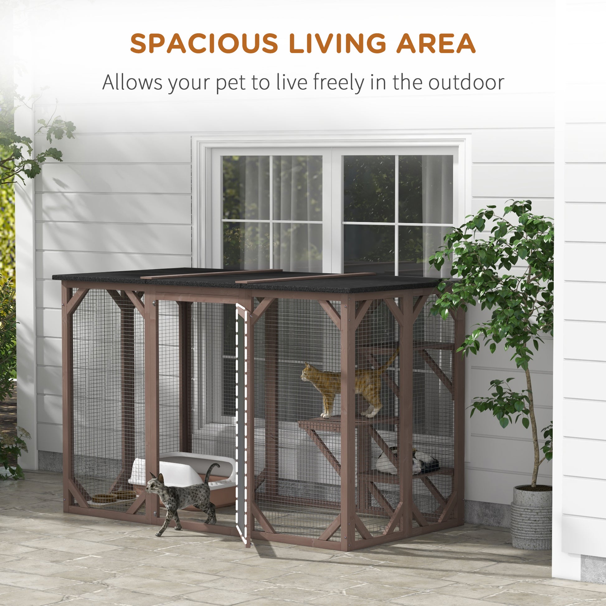 71"L Catio Outdoor Cat Enclosure, Indoor Cat Cage, Pet House, Small Animal Hutch for 1-2 Rabbit, Kitten, Kitty Crate Ken