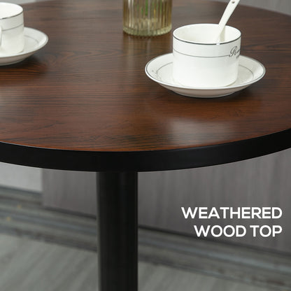 Round Bar Table 41 Inch Height, Industrial High Bistro Table with Metal Base and Elm Wood Top, Bar Height Table for Kitc