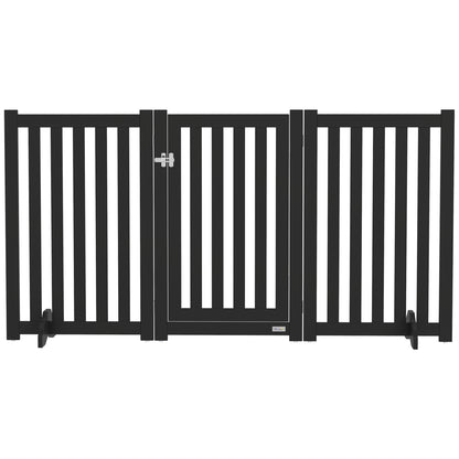 3-Panel Foldable Dog Gate with Feet for Medium Dogs and Below, Black