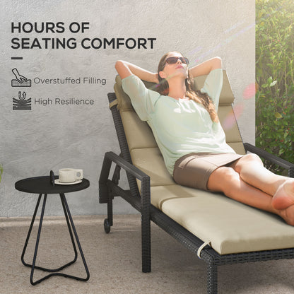 Patio Chaise Lounge Chair Cushion Replacement Sun Lounger Pads with Headrest and Ties, Beige