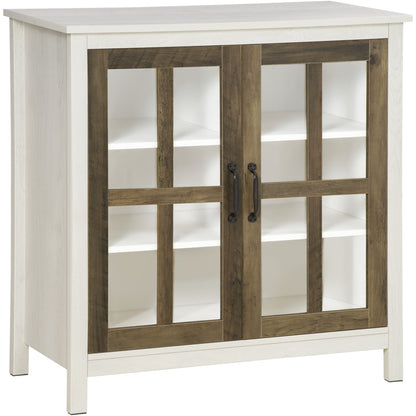 Kitchen Sideboard, Glass Door Buffet Cabinet, Accent Storage Cabinet with 2 Glass Doors and Adjustable Shelf for Dining 