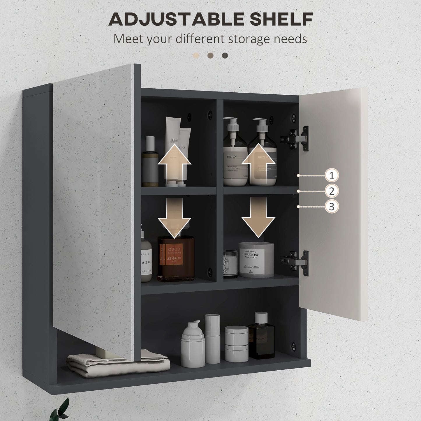 Medicine Cabinet, Wall Mounted Bathroom Mirror Cabinet with Mirrored Door, Adjustable Shelf and Soft Close Mechanism, Li