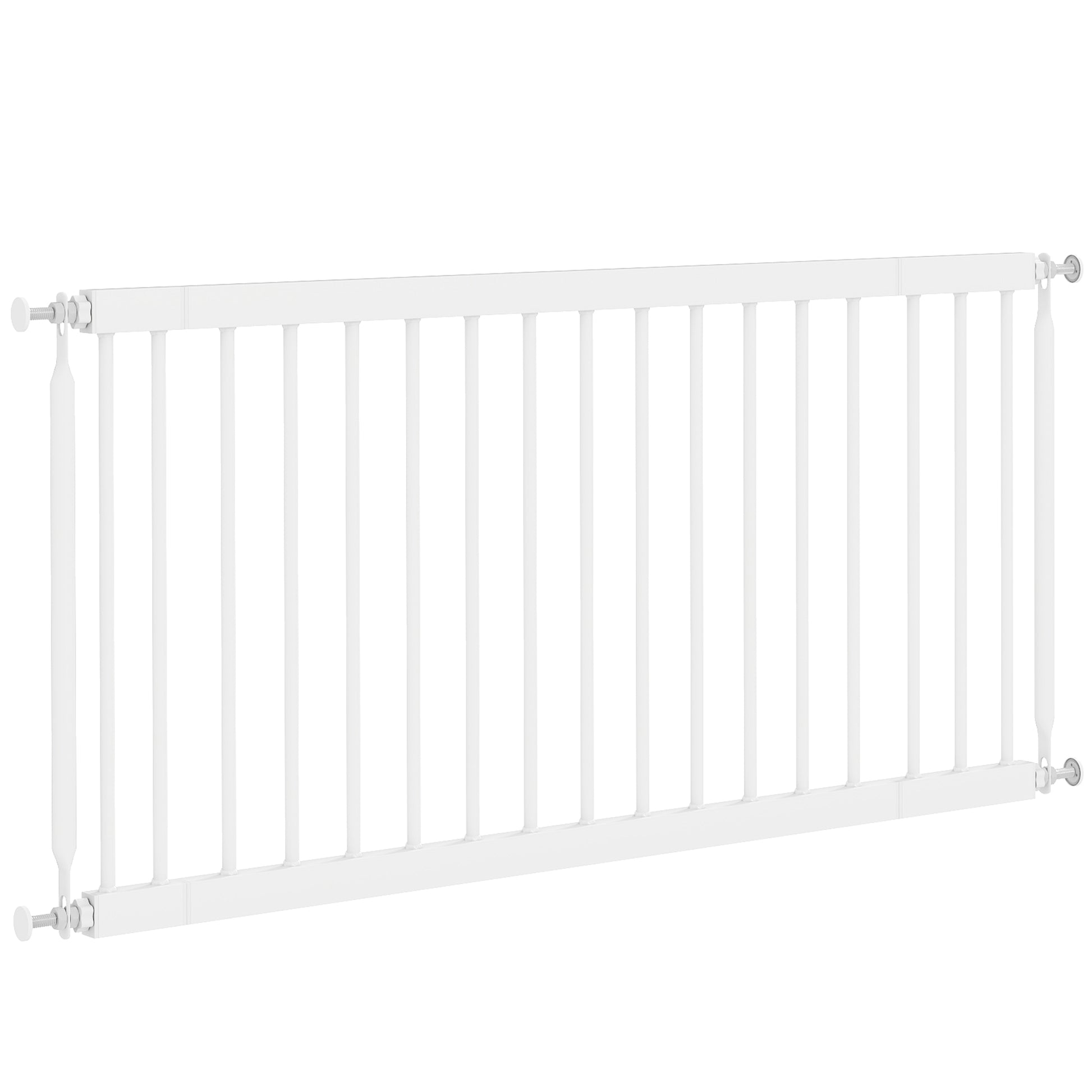 26"-37" Dog Gate, Adjustable Pet Gate, Fits 18" Tall with 2 Extension, Pressure Mount Kit for Stairs and Doorways, White