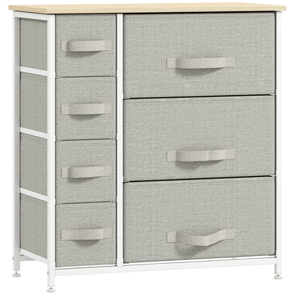 Dresser with 7 Drawers, Chest of Drawers with Metal Frame, Fabric Dresser for Living Room, Light Grey