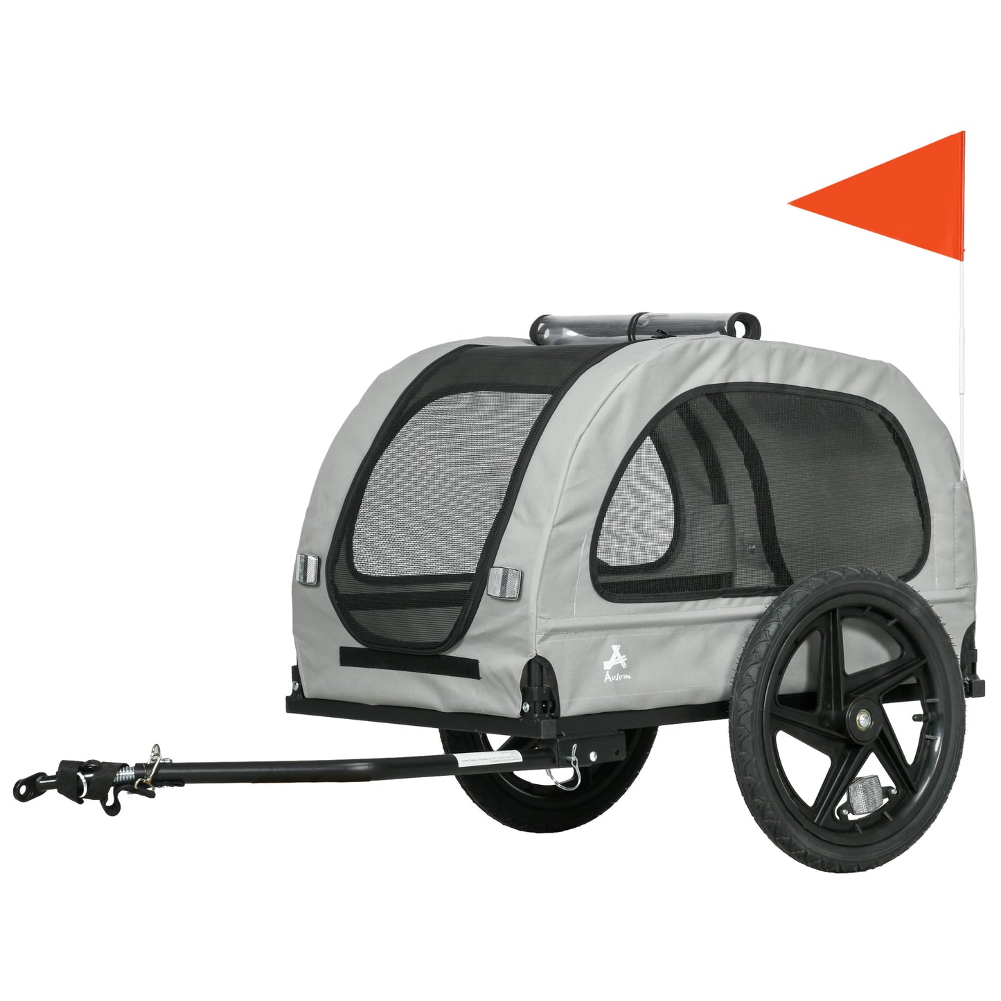 VarietyKart Dog Bike Trailer with Mesh Windows, Safety Leash, Safety Flag, Doors, for Small Medium Dogs Travel, Light Gr