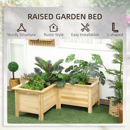 Raised Garden Bed, 47.2" x 47.2" x 19.7" Wooden Elevated Planter Box Outdoor with Legs, for Vegetables, Flowers, Herbs, 