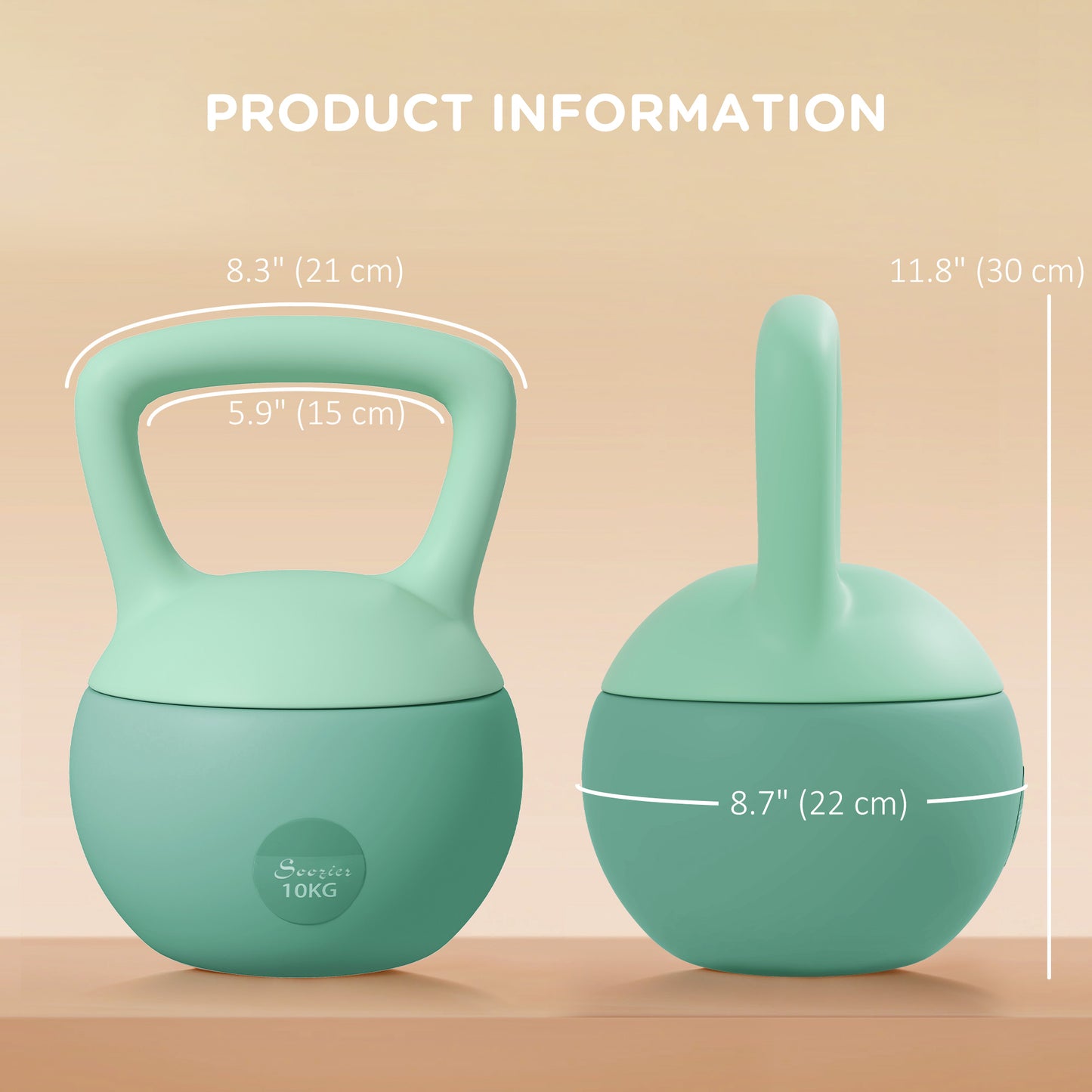 Soozier 22 lb Soft Kettlebell, Sand Filled Weight w/ Grip Handle, Kettlebell Weight for Full Body Workout, Green