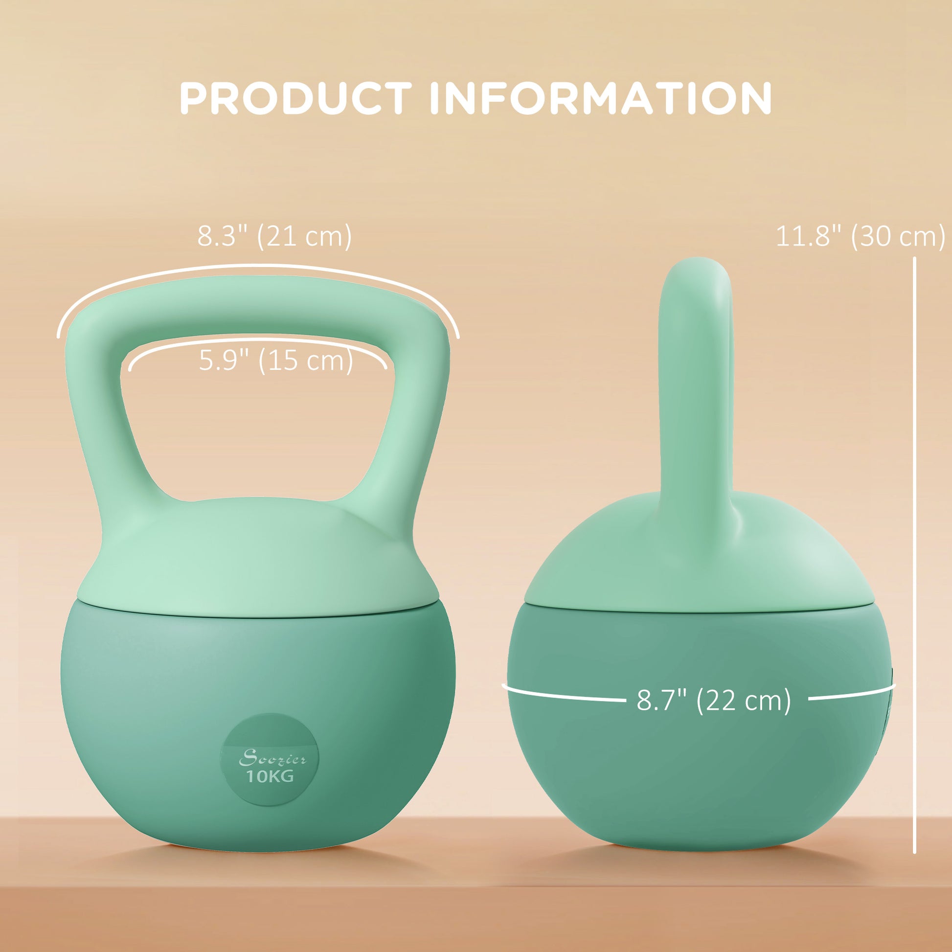 Soozier 22 lb Soft Kettlebell, Sand Filled Weight w/ Grip Handle, Kettlebell Weight for Full Body Workout, Green
