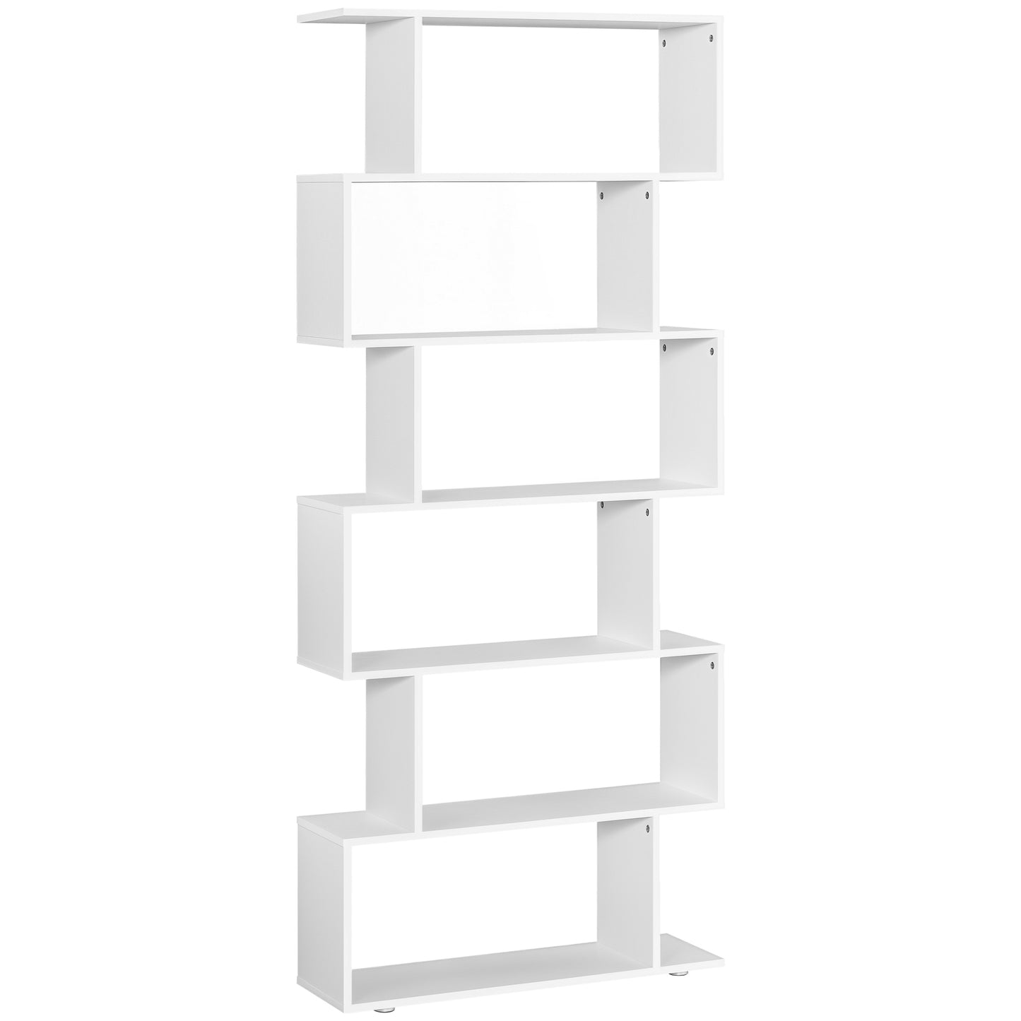 76" 6-Tier Geometric Wooden Bookcase S Shaped Storage Display Bookshelf Modern shelf Open Concept Living Room Home Offic