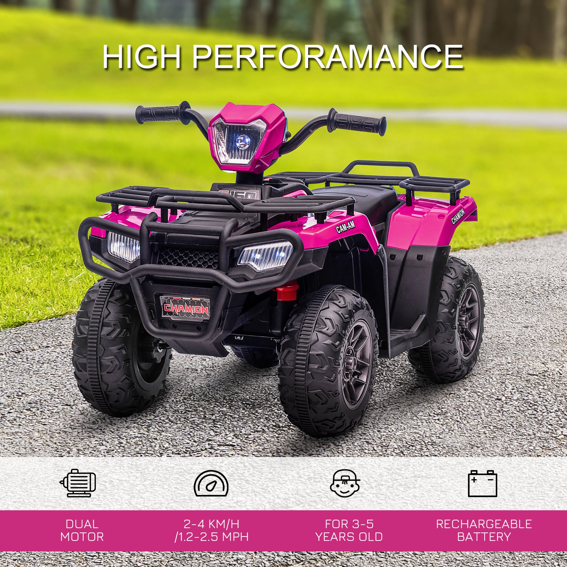VarietyKart 12V Kids ATV Quad, 4 Wheeler Battery Powered Electric Vehicle with Music MP3, Headlights, High Low Speed, Tr