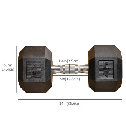 Soozier 45lbs Rubber Hex Dumbbell, Weight Dumbbell Hand Weight Barbell for Body Fitness Training for Home Office Gym, Bl