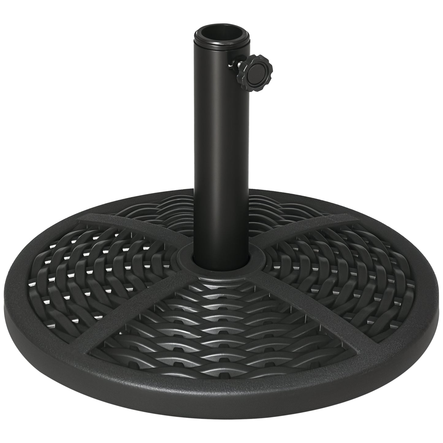 21 lbs Cement Round Market Umbrella Base Holder, 18" Heavy Duty Parasol Stand with Rattan Design for Patio, Black