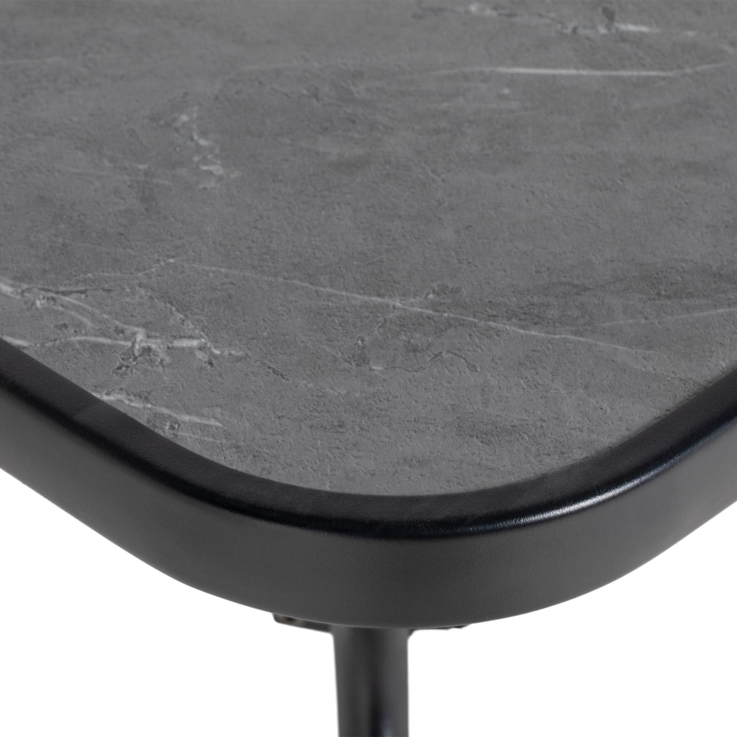 Square Outdoor Table, Patio Bistro Coffee Table with Faux-marbled Top and 42mm Umbrella Hole for Garden, Dark Grey