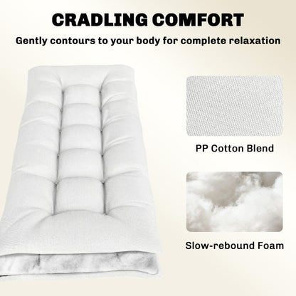 Patio Lounge Chair Cushion, UV50+ Chaise Lounge Chair Cushion with Securing Straps for Patio, 78 x 25.6 inch, Cream Whit