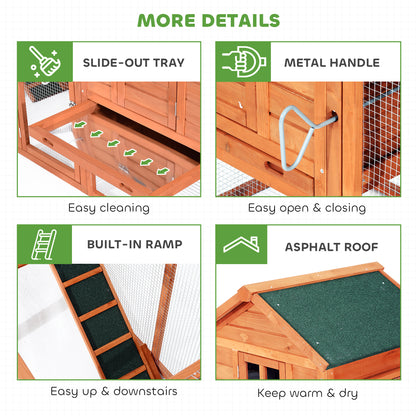 123" Extra Large Chicken Coop Wooden Poultry House Rabbit Hutch Hen Backyard with Outdoor Run Ramps and Nesting Boxes, O