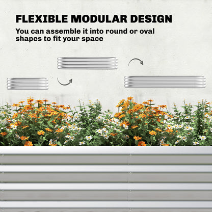 Galvanised Raised Garden Bed with Arched Trellis, 7 x 4 x 7ft Metal Outdoor Planter Box with Open Bottom
