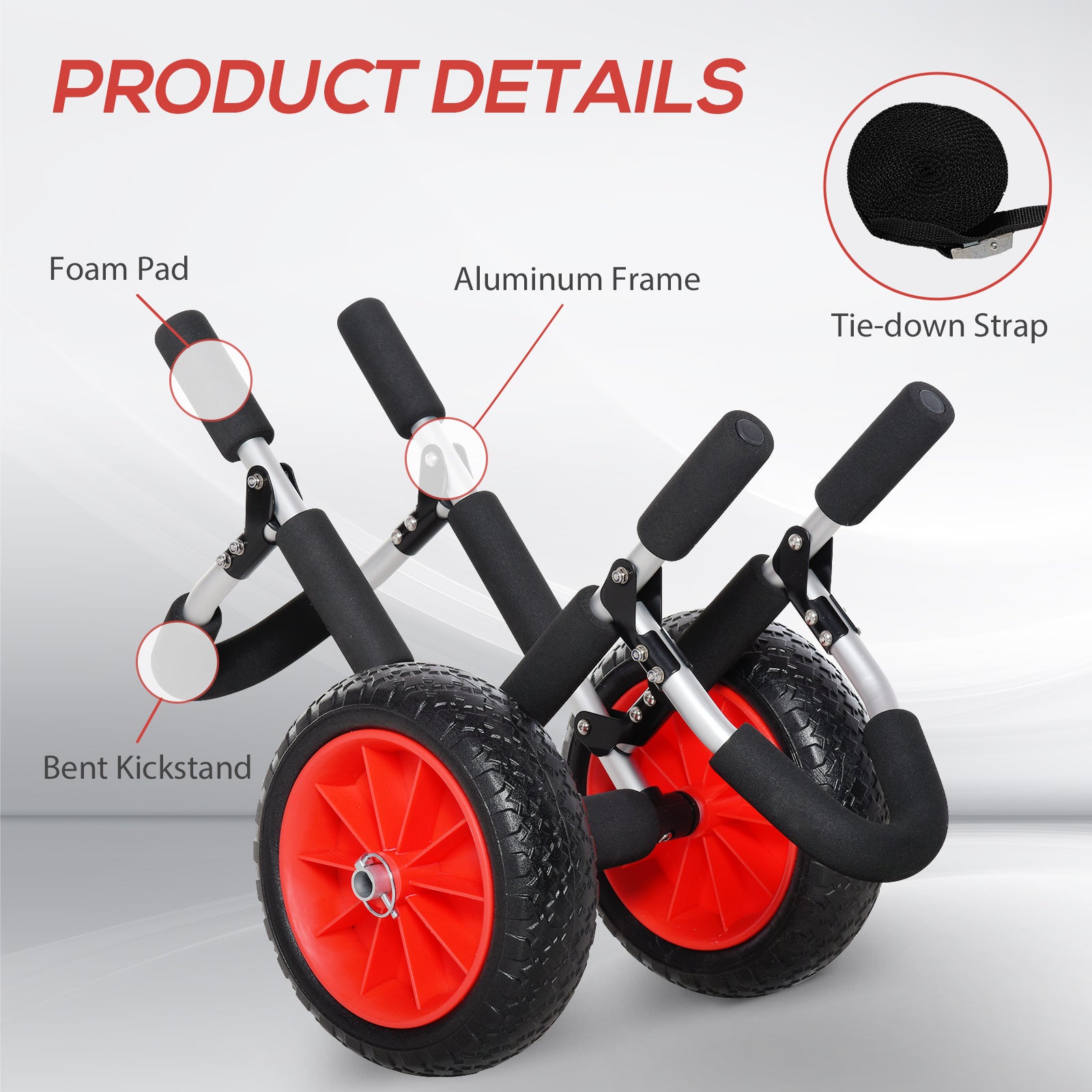 Stand-Up Paddleboard Dolly, Aluminum Surfboard Trolley, Foldable Rolling Cart for SUPs Boat Canoe Carrier Float Mat, Jon