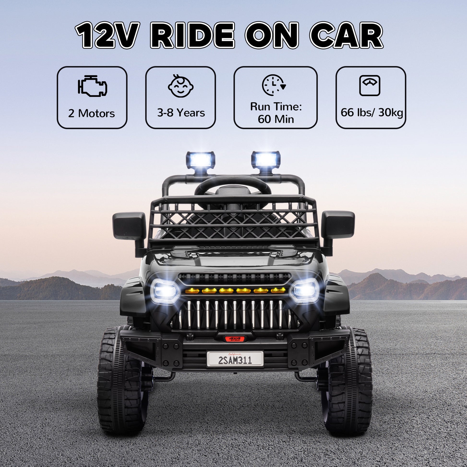 Qaba 12V Ride on Truck, Electric Car for Kids with Remote Control, Suspension, 3 Speeds, USB Music Headlights, Black