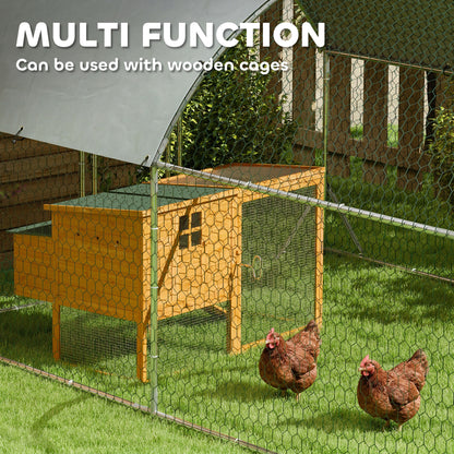 Galvanized Large Metal Chicken Coop Cage Walk-in Enclosure Poultry Hen Run House Playpen Rabbit Hutch with Cover for Out