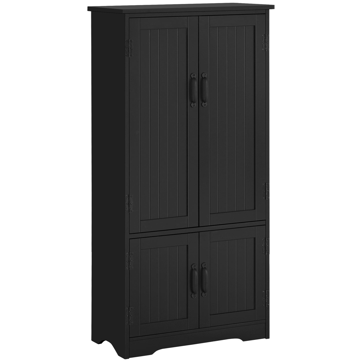 48 in 4-Door Kitchen Pantry Cabinet with Adjustable Shelves - Black