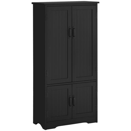 48 in 4-Door Kitchen Pantry Cabinet with Adjustable Shelves - Black