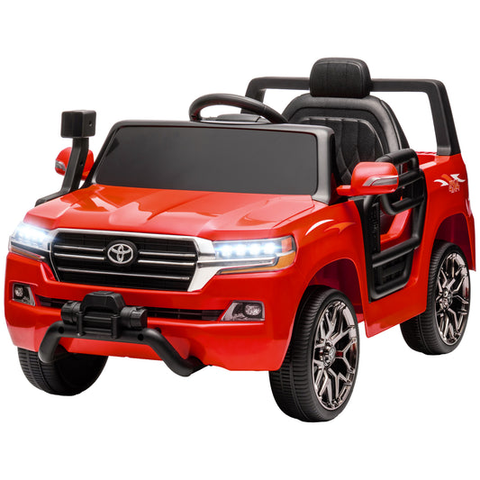 Qaba 12V Toyota LAND CRUISER Licensed Kids Car w/ Remote Control, Four Wheel Spring Suspension, Soft Start, LED Light, R