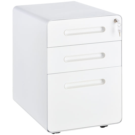 Lockable File Cabinet, Steel Filing Cabinet on Wheels for Legal, A4, Letter Size, Home Office