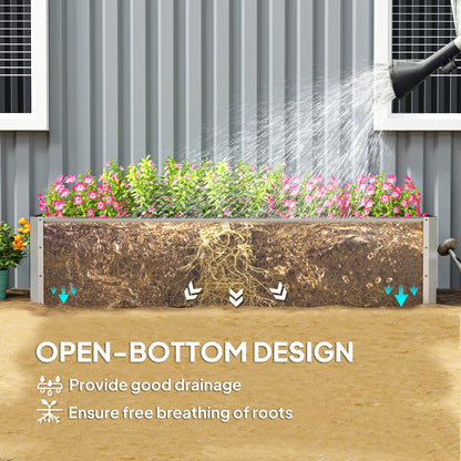 6' x 1.5' x 1.3' Galvanized Raised Garden Bed, Elevated Large Metal Planter Box w/ Install Gloves for Backyard, Patio to