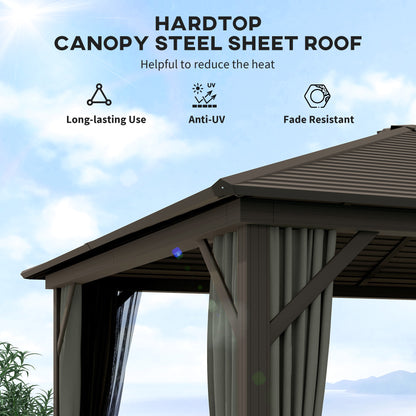 10' x 12' Deluxe Hardtop Gazebo with Metal Roof, Aluminum Frame Patio Gazebo Garden Sun Shelter Outdoor Pavilion with Cu
