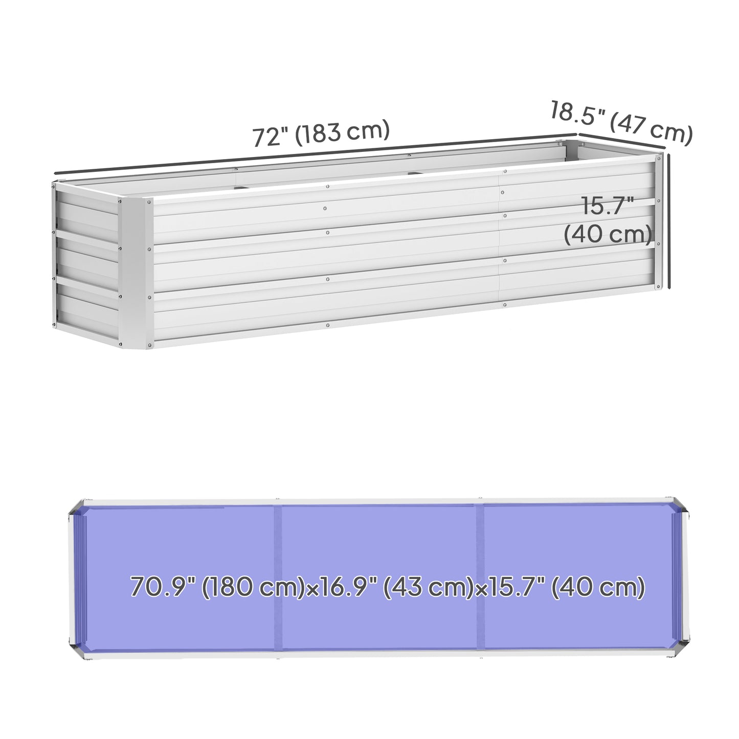 6' x 1.5' x 1.3' Galvanized Raised Garden Bed, Elevated Large Metal Planter Box w/ Install Gloves for Backyard, Patio to