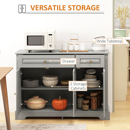 Modern Sideboard Cabinet, Buffet Cabinet with 2 Drawers and Adjustable Shelves, Buffets Tables for Dining Room, Grey