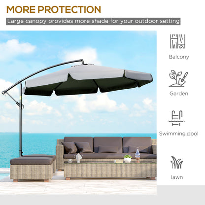 11FT Offset Hanging Patio Umbrella Cantilever Umbrella with Easy Tilt Adjustment, Cross Base and 8 Ribs for Backyard, Po