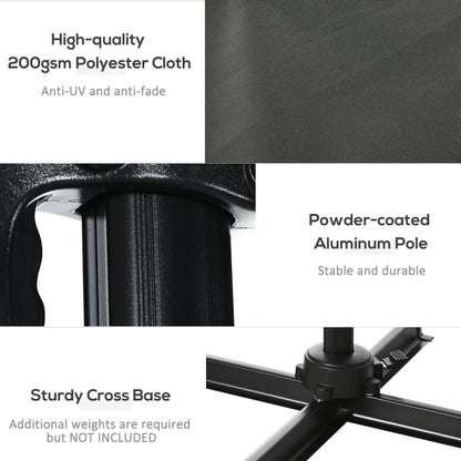 8' x 8' Square Patio Hanging Offset Umbrella with 360° Rotation, Aluminum Outdoor Cantilever Parasol with Crank & Tilt, 