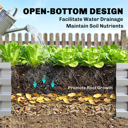 4' x 4' x 1' Galvanized Raised Garden Bed, Outdoor Metal Planter Box with Open Bottom, Square Raised Garden Box for Vege