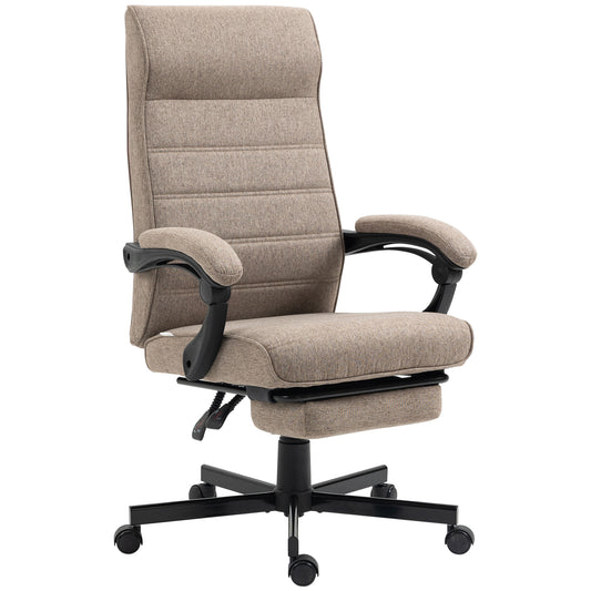 Office Chair, Linen High Back Computer Desk Chair, Swivel Recliner with Adjustable Height, Footrest and Padded Armrest, 