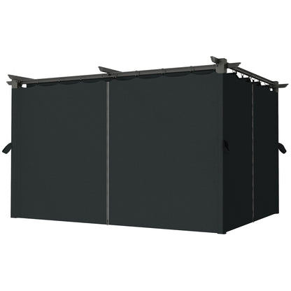 10' x 13' Pergola with Retractable Canopy and Curtains, UPF30+ Sun Shade Shelter for Grill, Garden, Backyard, Deck