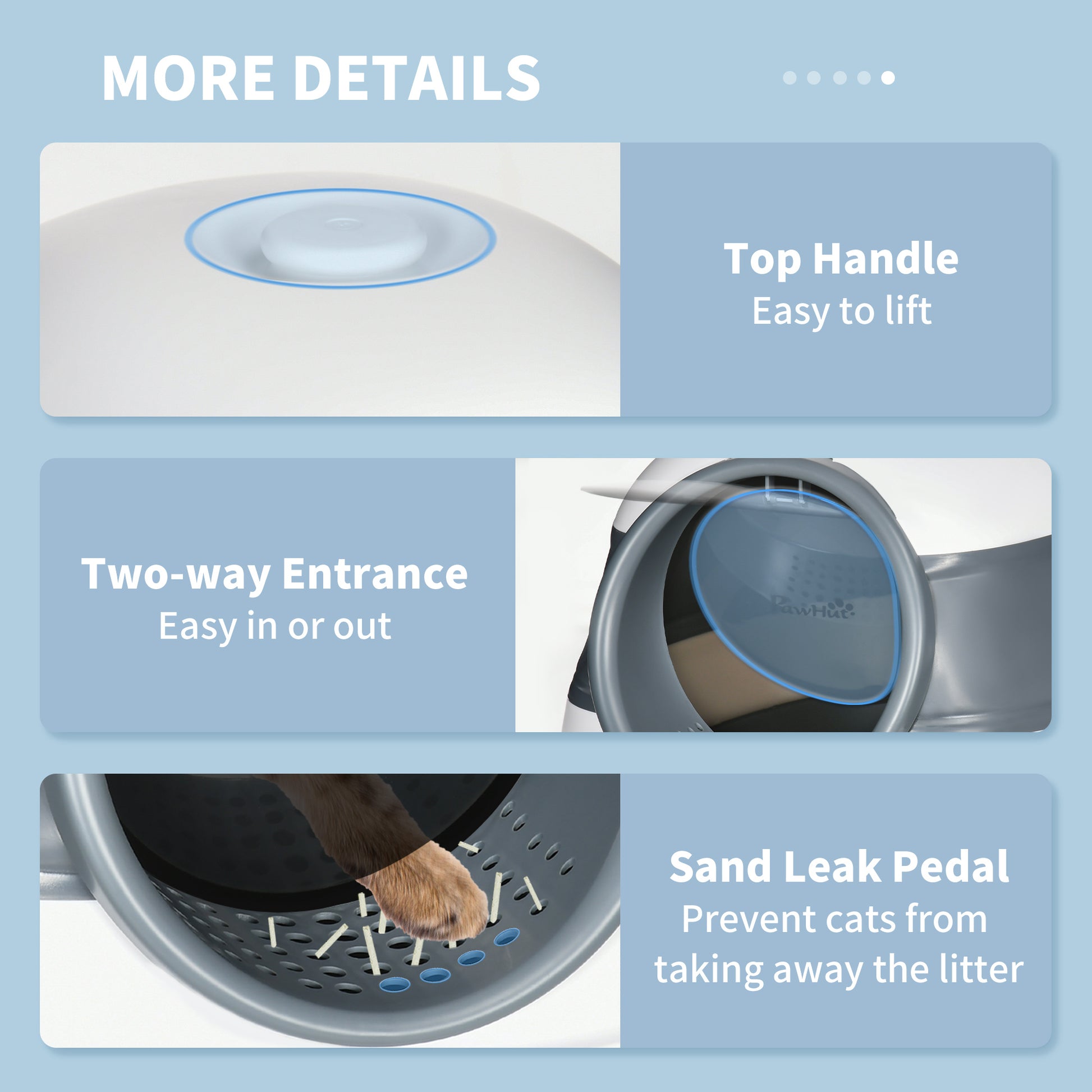 Foldable Large Cat Litter Box with Lid, Covered Kitten Litter Box w/ Automatic Cat Litter-Proof Sides, Deodorization, Ea
