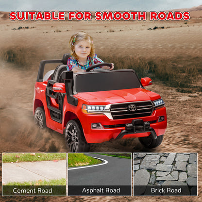 Qaba 12V Toyota LAND CRUISER Licensed Kids Car w/ Remote Control, Four Wheel Spring Suspension, Soft Start, LED Light, R