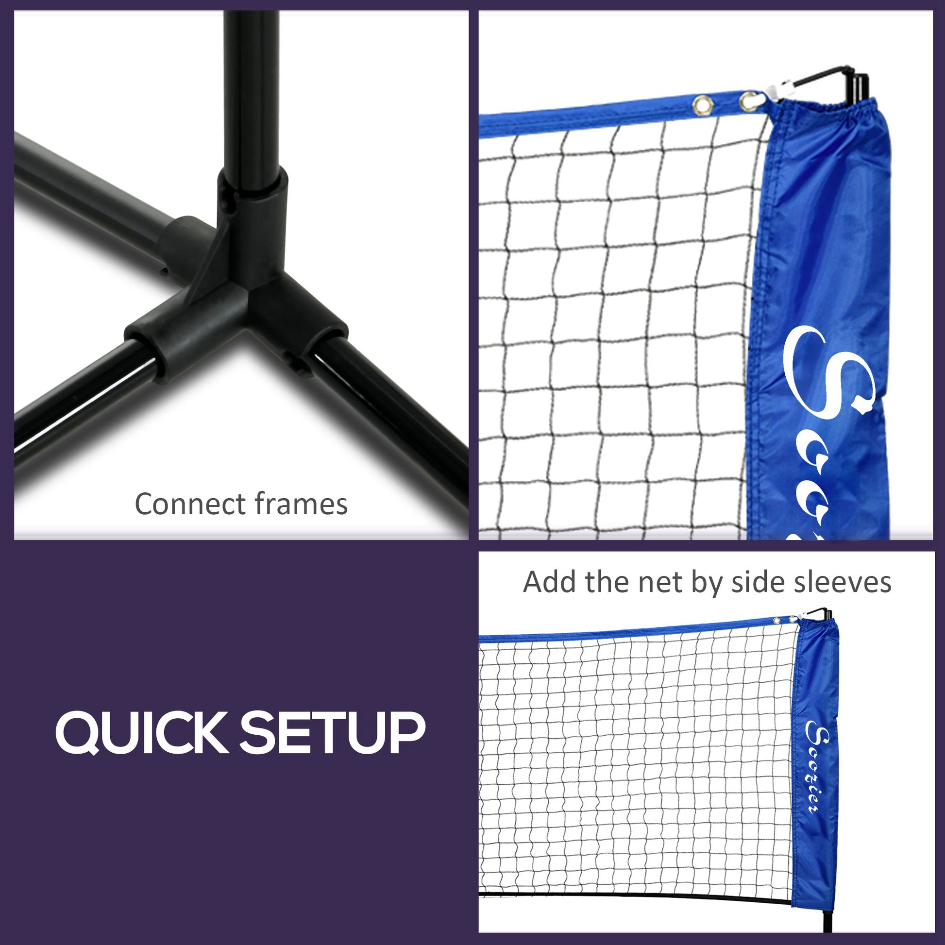 Soozier 10ft Badminton Net, Height Adjustable Outdoor Sports Net with Carry Bag, for Tennis, Pickleball and Volleyball, 