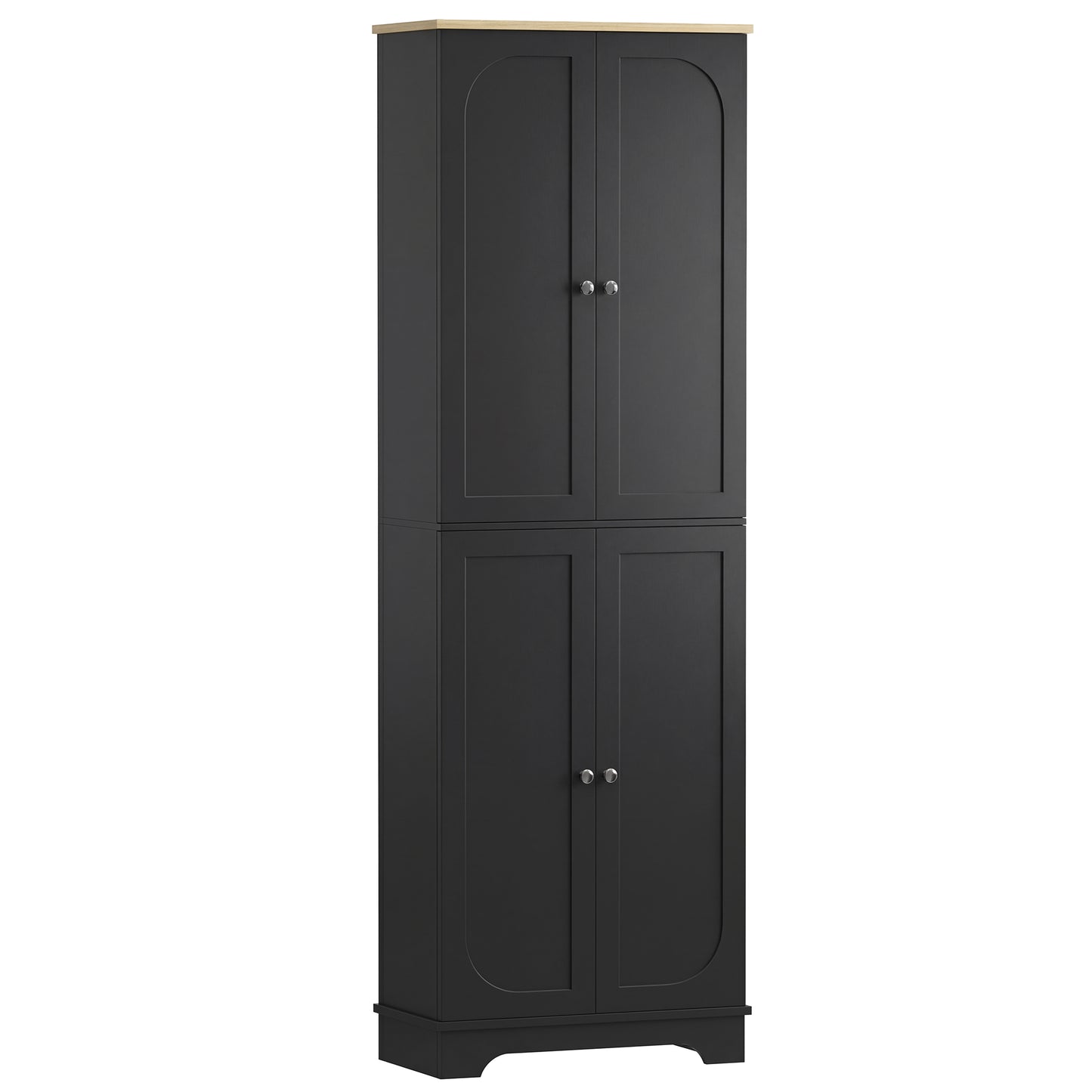 72" Tall Pantry Cabinet, Kitchen Pantry Cabinet with Adjustable Shelves, Storage Cabinet with 4 Doors, Black