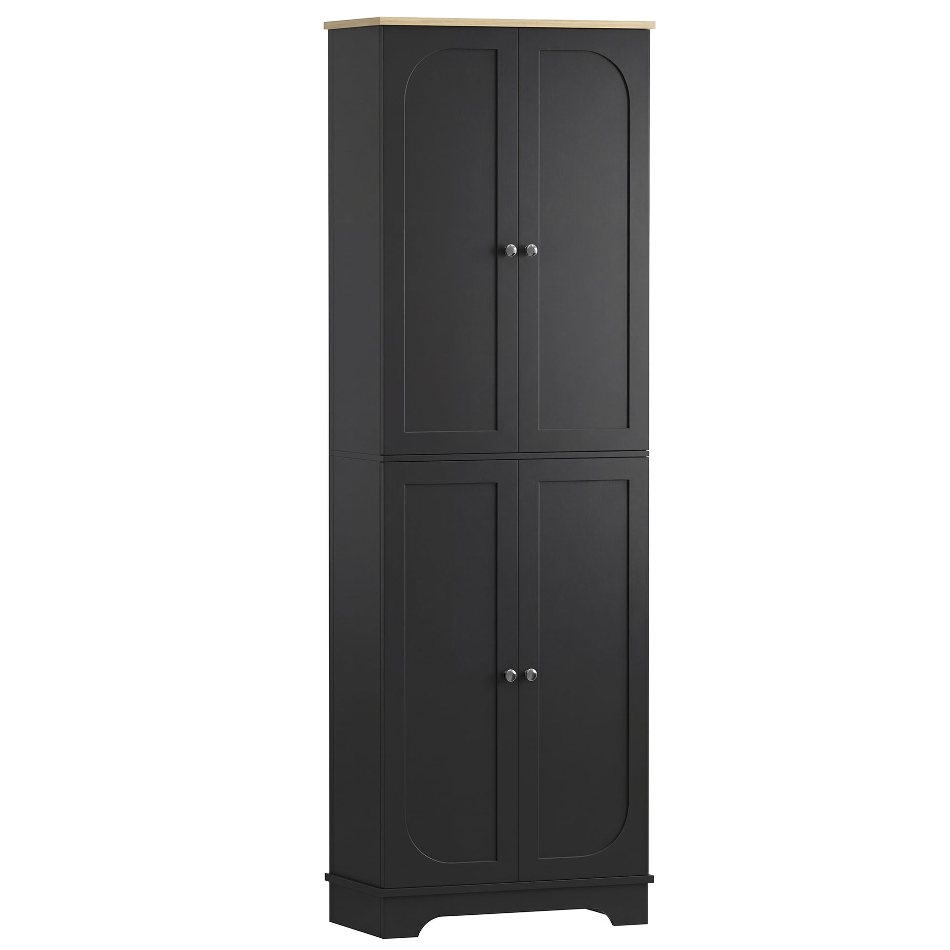 72" Tall Pantry Cabinet, Kitchen Pantry Cabinet with Adjustable Shelves, Storage Cabinet with 4 Doors, Black
