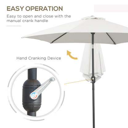 8.5' Round Aluminum Patio Umbrella 6 Ribs Market Sunshade Tilt Canopy w/ Crank Handle Garden Parasol Cream White