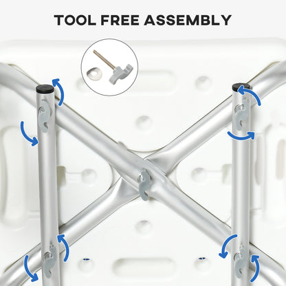 Adjustable Shower Chair with Arms and Back, Bath Chair with Regular Seat, Anti-slip Shower Bench for Seniors and Disable