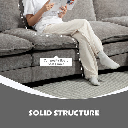 Sofa Couch with Chaise Lounge, Chenille L-shaped Couch with Double-layer Seat Cushion for Living Room, Grey